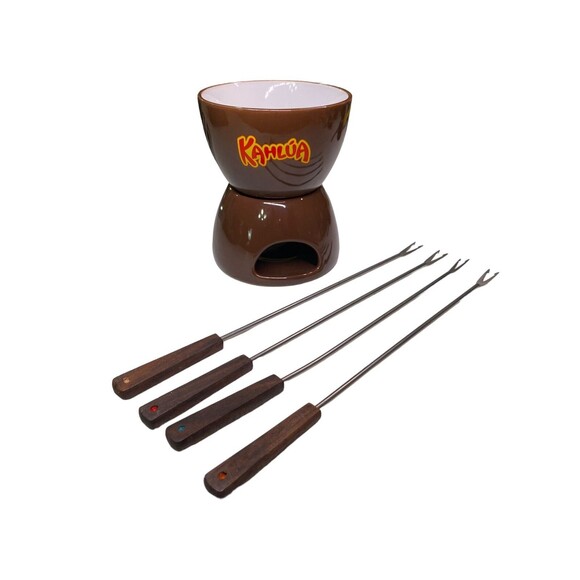 Kahlua Mini Fondue Pot Set w/4 Forks For Melting Chocolate (for Use w/Tealight) - Picture 2 of 14